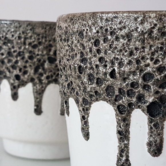 Pair of Emons & Sohne: es keramik vintage lava glaze planters circa 1960s - Picture 3 of 16